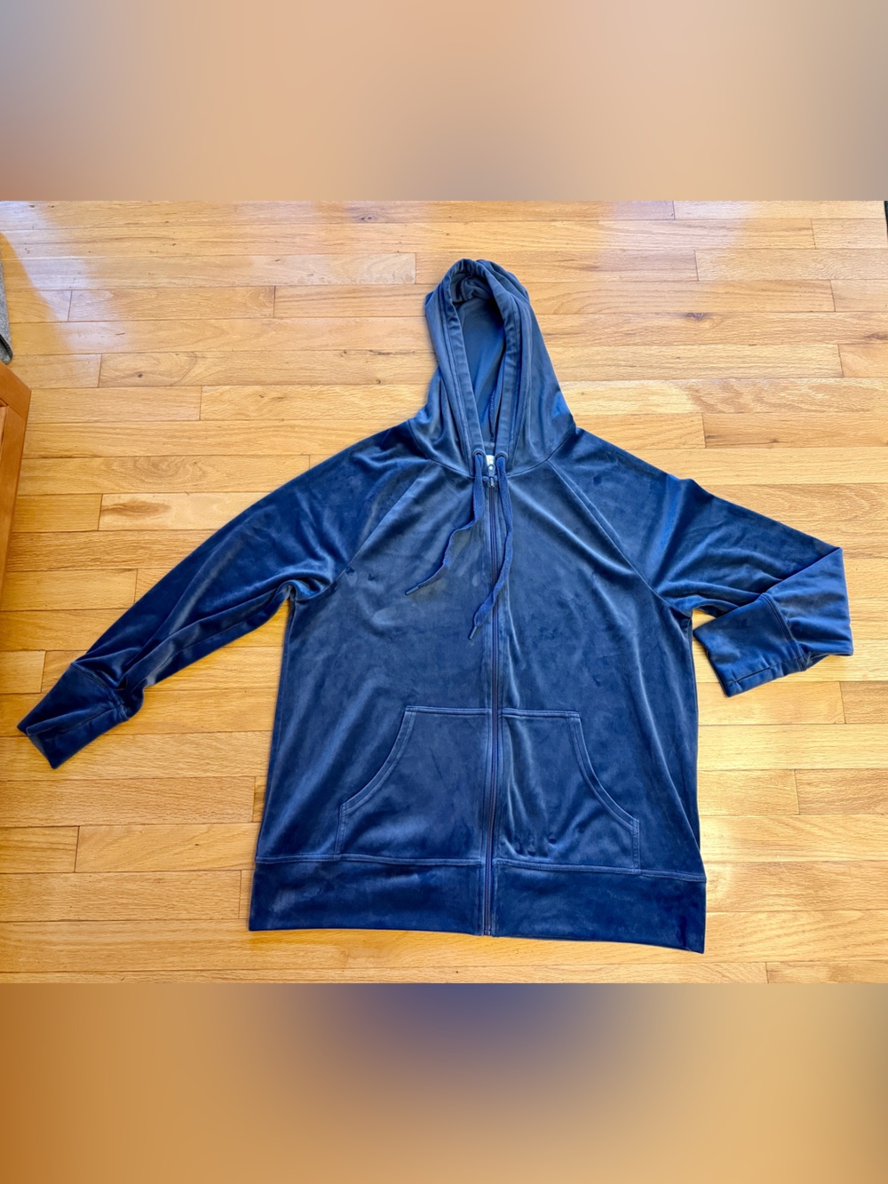 aerie OFFLINE Cozy Oversized Velour Zip Hoodie in Denim Blue size M